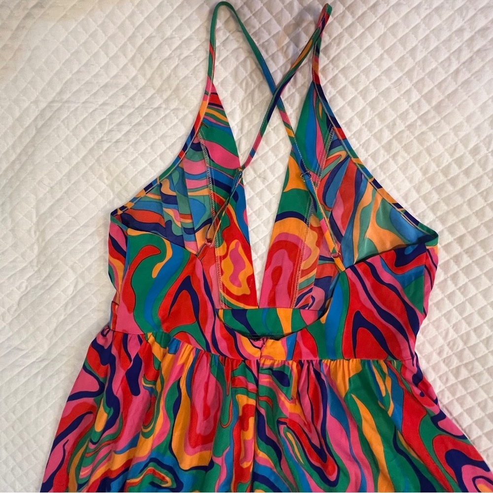 SHEIN Colorful Swirl Backless Dress Womens XL - Picture 7 of 16